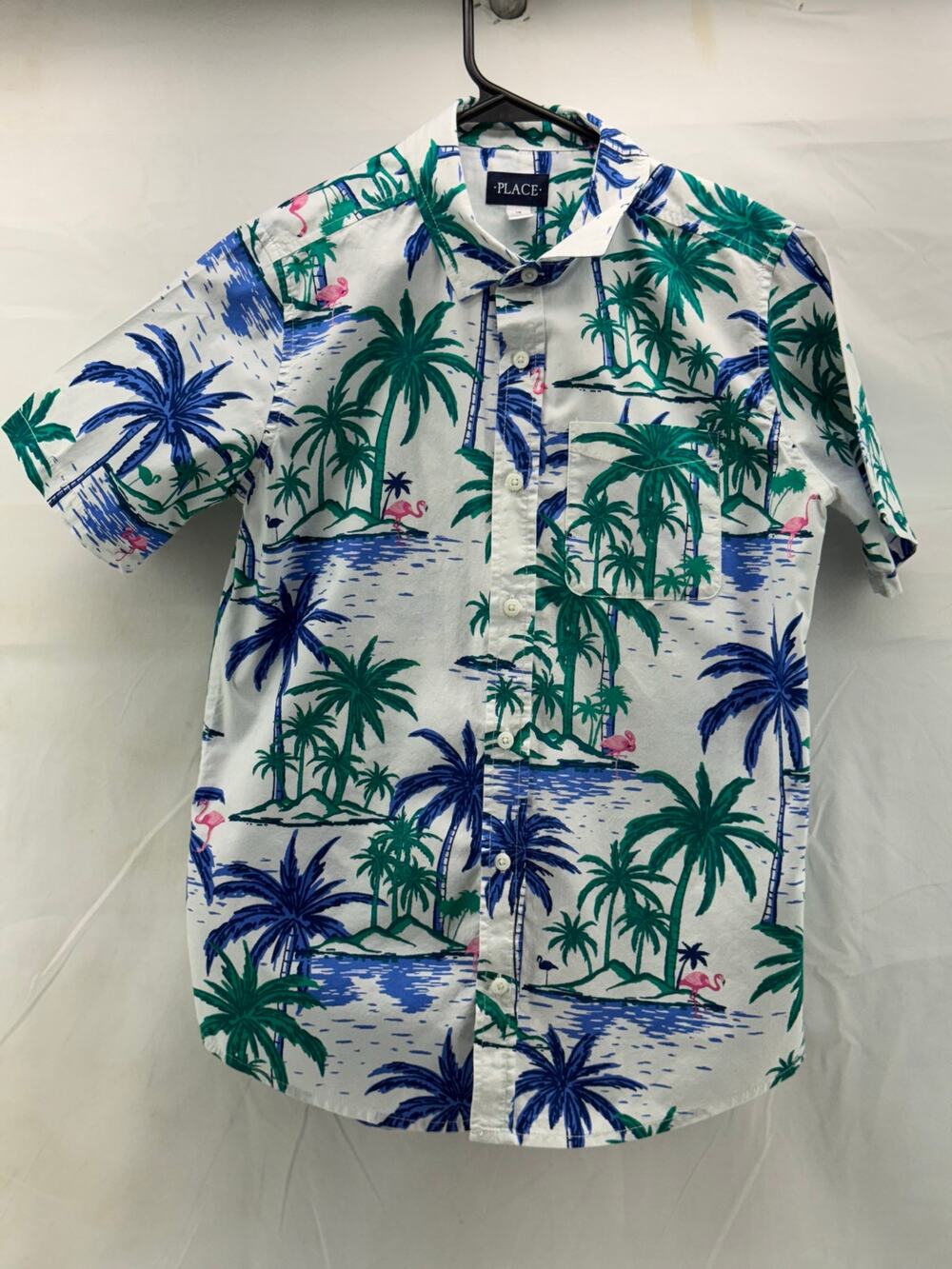 Children’s Place boys 16 tropical button down short sleeve shirt